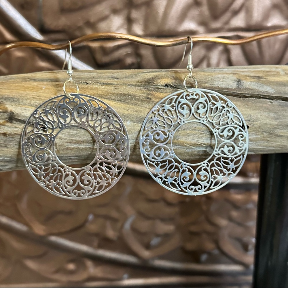 Silver Filigree Statement Earrings